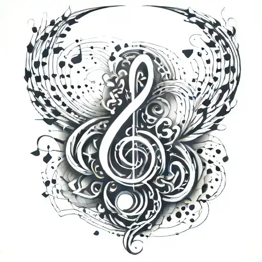 An Abstract Tattoo Design Symbolizing The Bond Of Friendship And Music