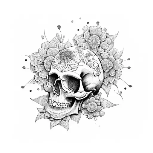 Skull With Flowers Mandala