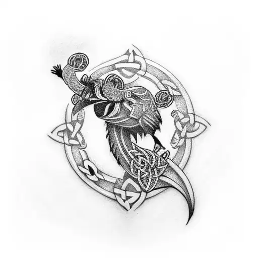 Celtic Flamingo Bear Swords