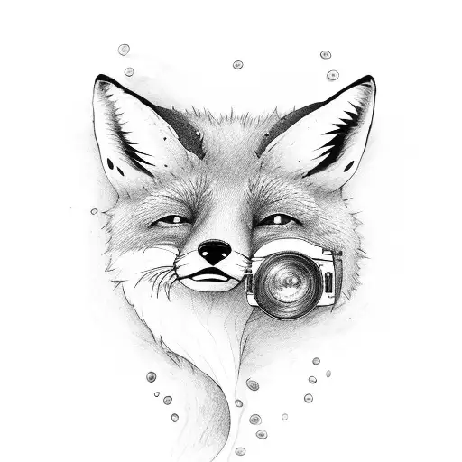 A Fox Swimming Underwater With A Camera Around Its Neck