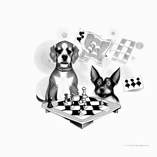 A Dog Playing A Game Of Chess With A Twist Of Fantasy Elements
