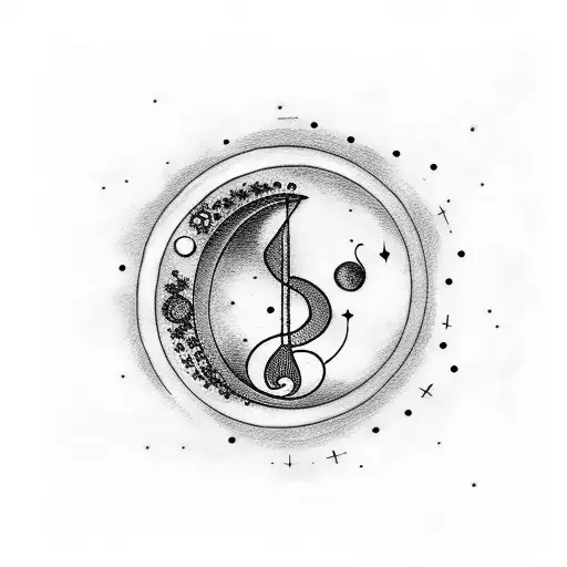 Moon With Stars And Music Note