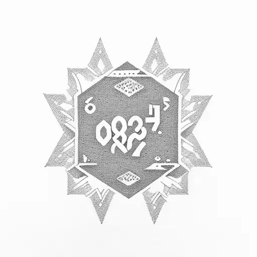 A Dotwork Design Of The Numbers '828' Formed By Mountain Peaks