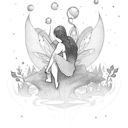 Small Distant Floating Fairy Surrounded By Mystical Forest