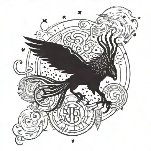 A Harry Potter-themed Tattoo Combining Elements From The Chinese Zodiac Signs