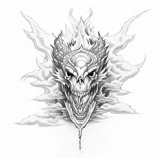 A Sun Skull Dragon Breathing Fire On A Snow-covered Mountain