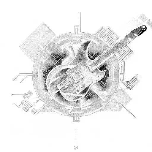 An Electric Guitar With A Circuit Board Design