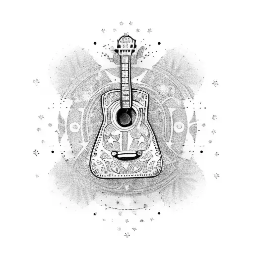 Acoustic Guitar With Stars