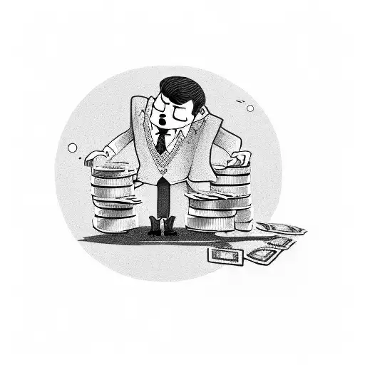 Angry Businessman Sleeping On A Pile Of Money
