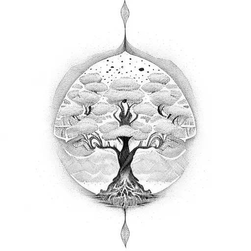 Tree Of Life Sliding Inside An Hourglass