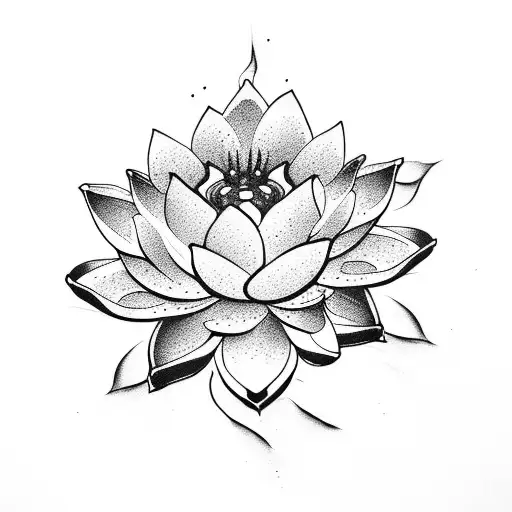 Lotus Flower Mixed With Pomegranate Toger And Elephant