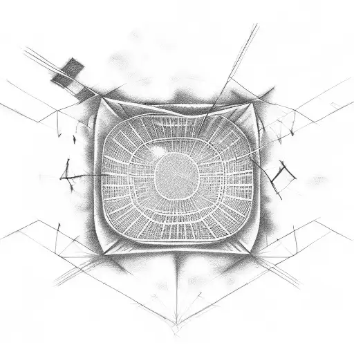 A Sketch-style Tattoo Of A Soccer Stadium Filled With Cheering Fans