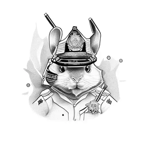 Conejo Con Gorra De La Policia Y Una Cadena Que Dice Poligang