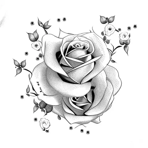 Les Paul Guitar With Roses And Forget Me Not Flowers