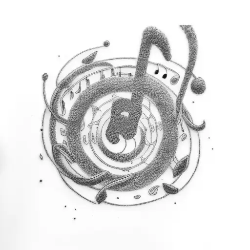A Music Note Intertwined With An Intense Anime Character