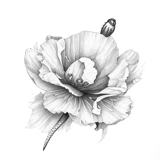 Poppy And Daffodil Flowers With Snake