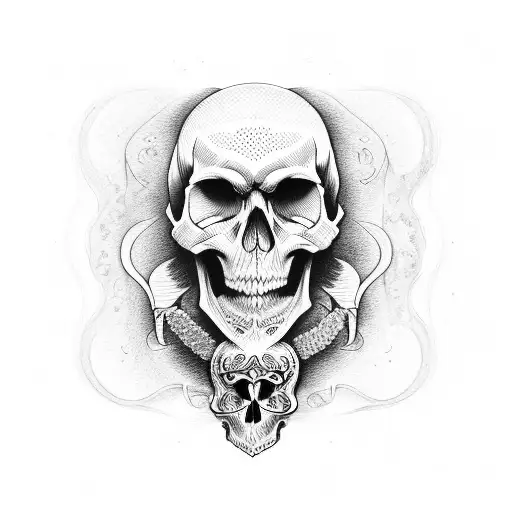 Long Hair With Skull Surrounded