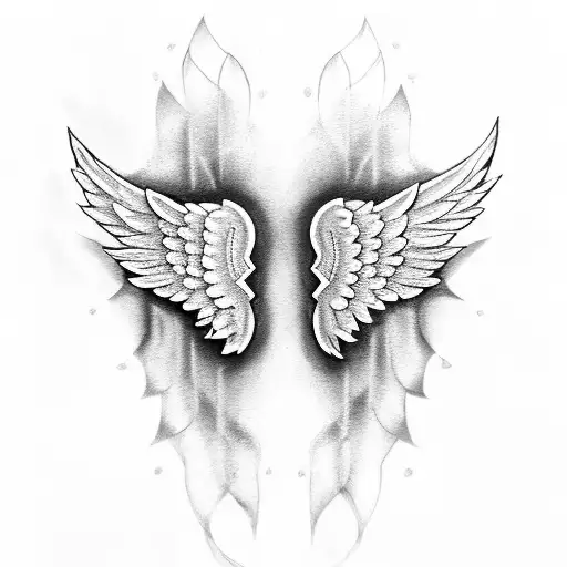 Angel Wings Covering A 3 Person Family