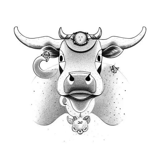 A Cow With Cute Cat In Its Head