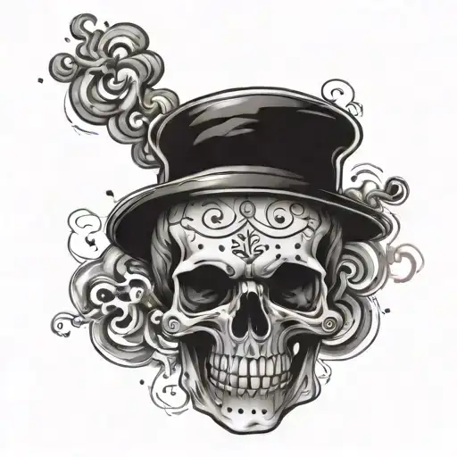 A Smoking Skull With Rap Lyrics Incorporated Into The Smoke