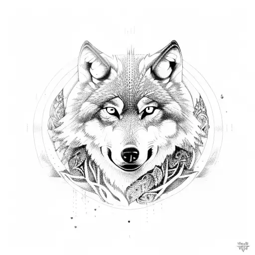 Wolf With Forest With Viking