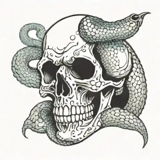 Skull With Snake