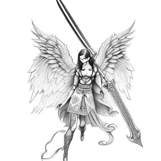 Angel With Sword And Bag With Money