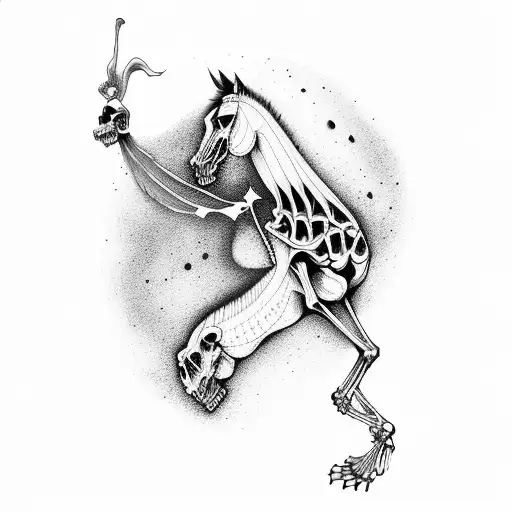 Skeleton Calmly Riding A Horse