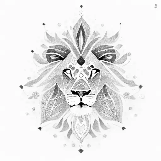 Mandala-inspired Lion Constellation
