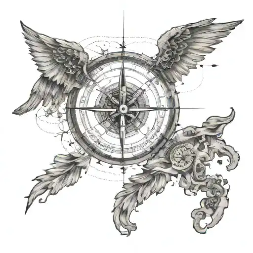 An Ancient Map With Angel Wings As Compass Pointers