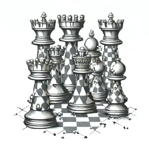 Chess Pieces Arranged In A Unique Pattern To Represent A Computer Algorithm