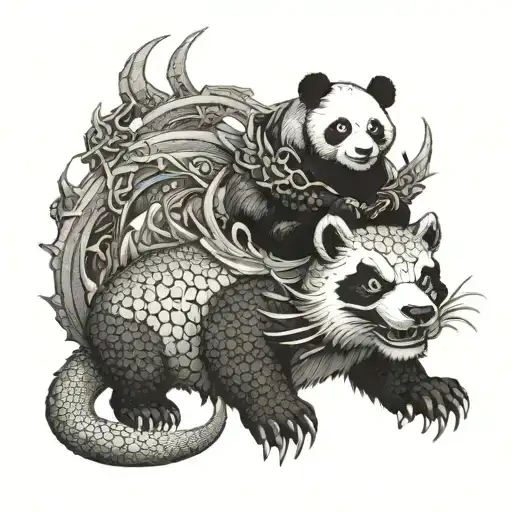 A Panda Riding On Top Of A Dragon