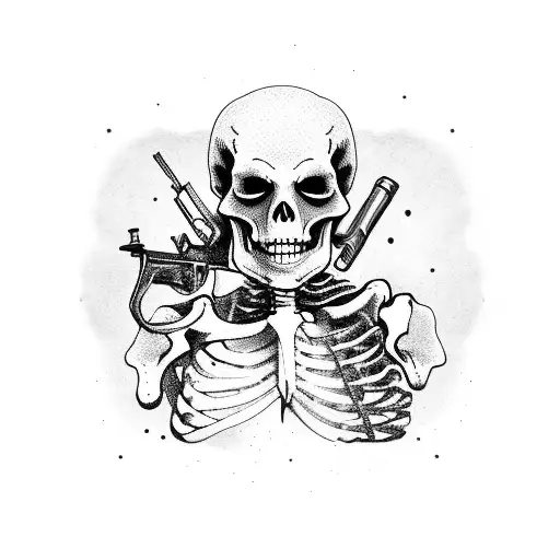 Skeleton Cowboy With A Shotgun On A Horse