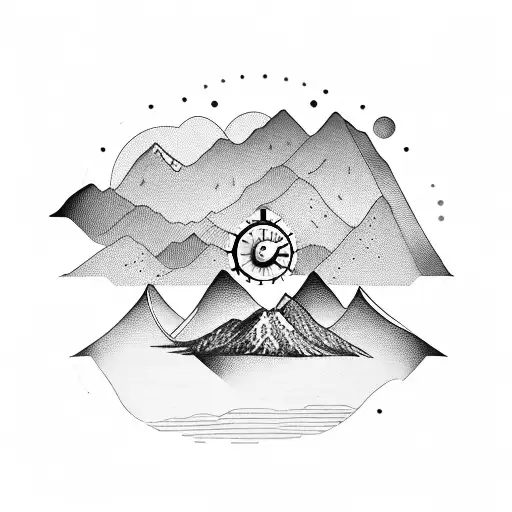 Clock With Mountains