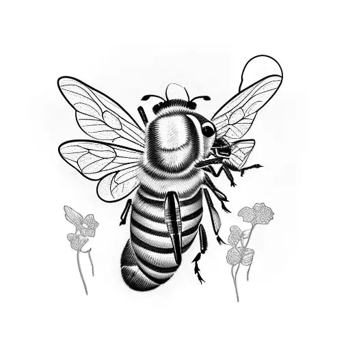 Design A Tattoo Featuring A Bee Wearing A Headset Playing A Farming Simulation Game