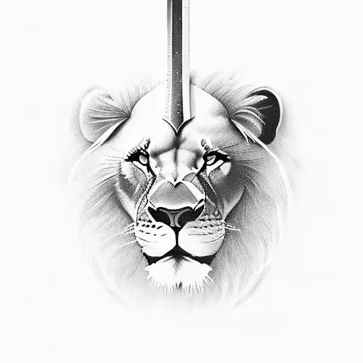 Sword With Fear No Man Be The Mighty Lion Written Around It