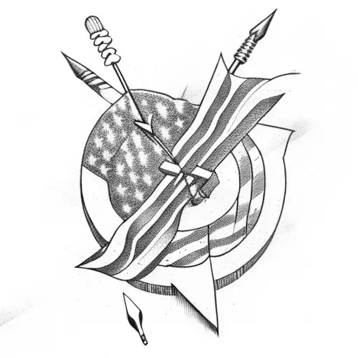 An Arrow With An American Flag Tied Around It
