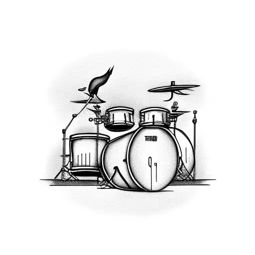 Drum Set With Fox Silhouettes As Drumheads