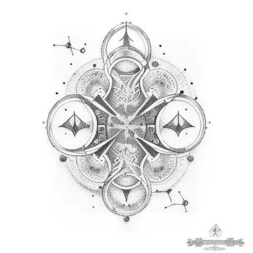 A Dotwork Tattoo Of A Pisces Constellation Formed By Musical Notes