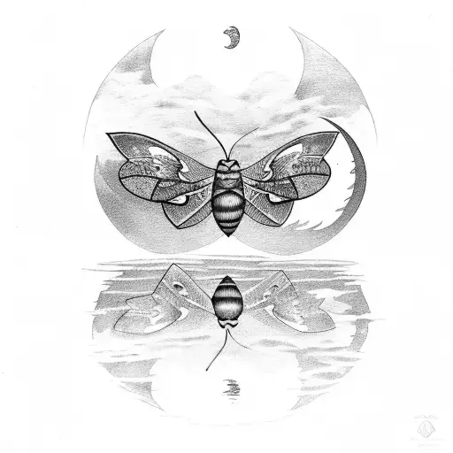 Moth Flying Towards Moon