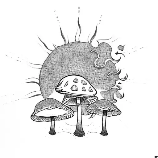 Mushrooms With Sun