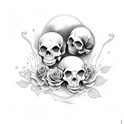 Skull And Roses Dark For Cover Up