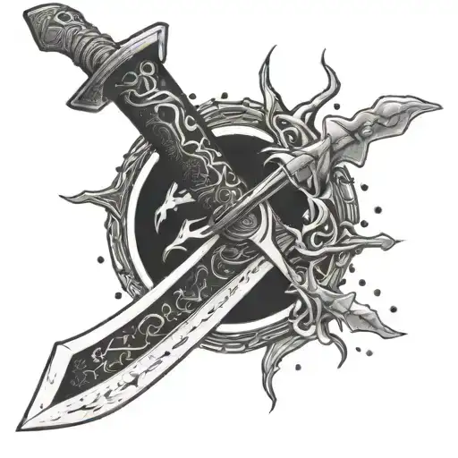 Lightning Bolts Swirling Around A Katana Blade