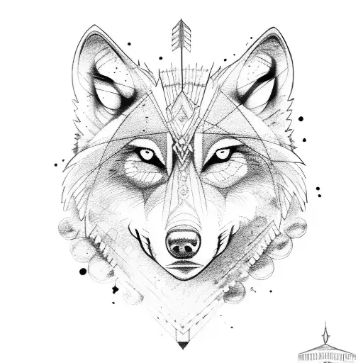 Wolf And Two Crossed Arrows