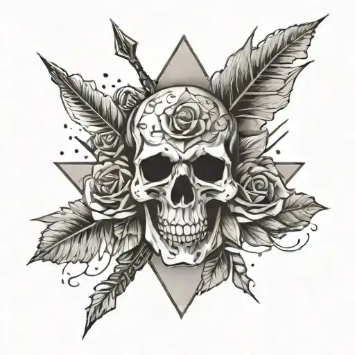 Arrow Skull Rose Surrounded