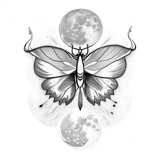 Luna Moth Flying Towards Moon