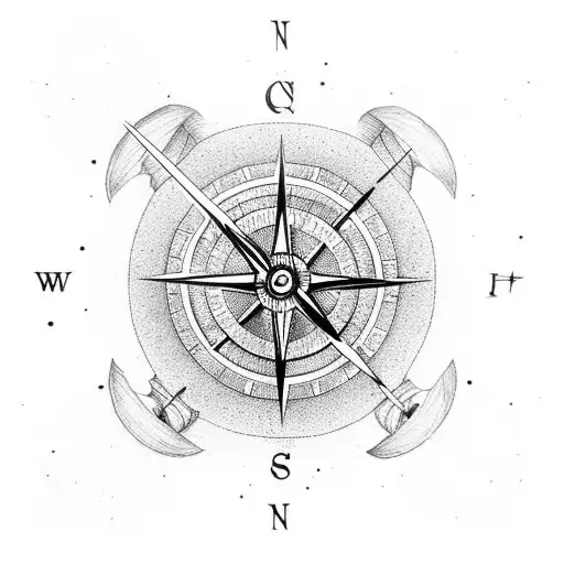 Hourglass With A Compass Inside Squeezing Through The Center