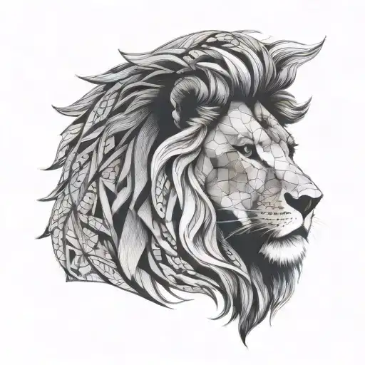 Lion With Geometric Design