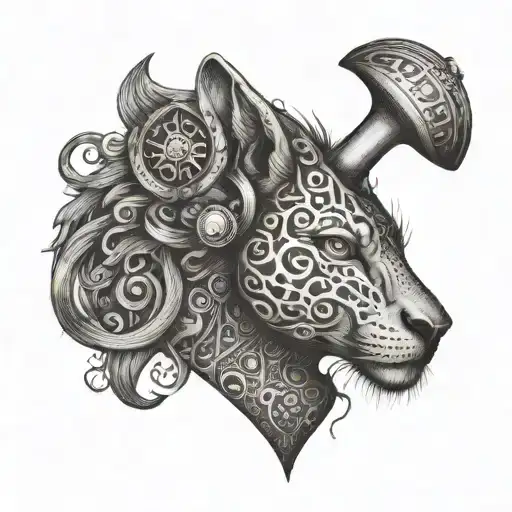 An Intricate Tattoo Of A Hair Styling Tool Morphing Into A Wild Animal