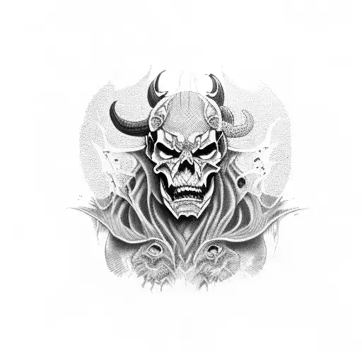 Half Skull Half Oni Demon